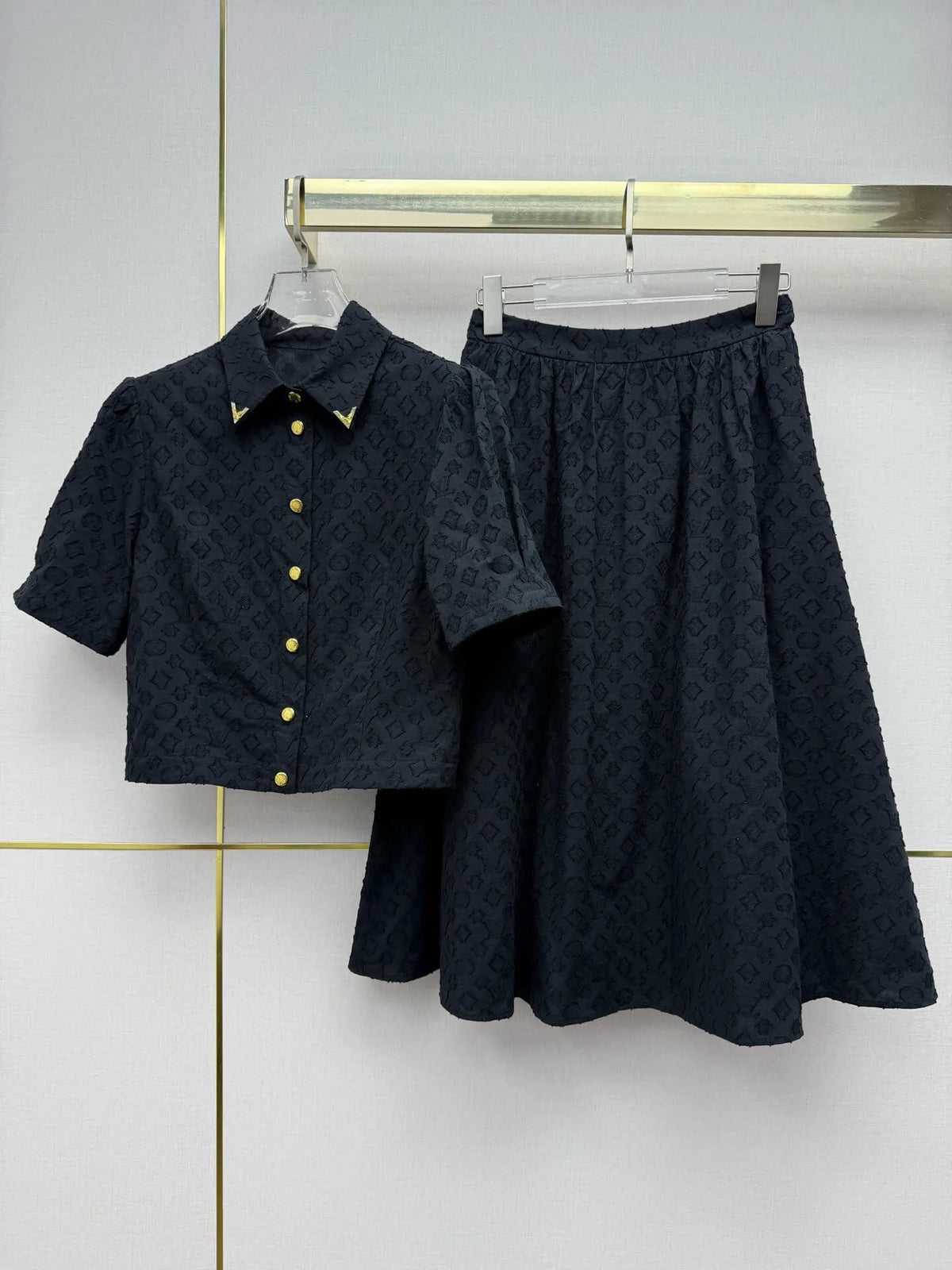 Jacquard Shirt Skirt Set