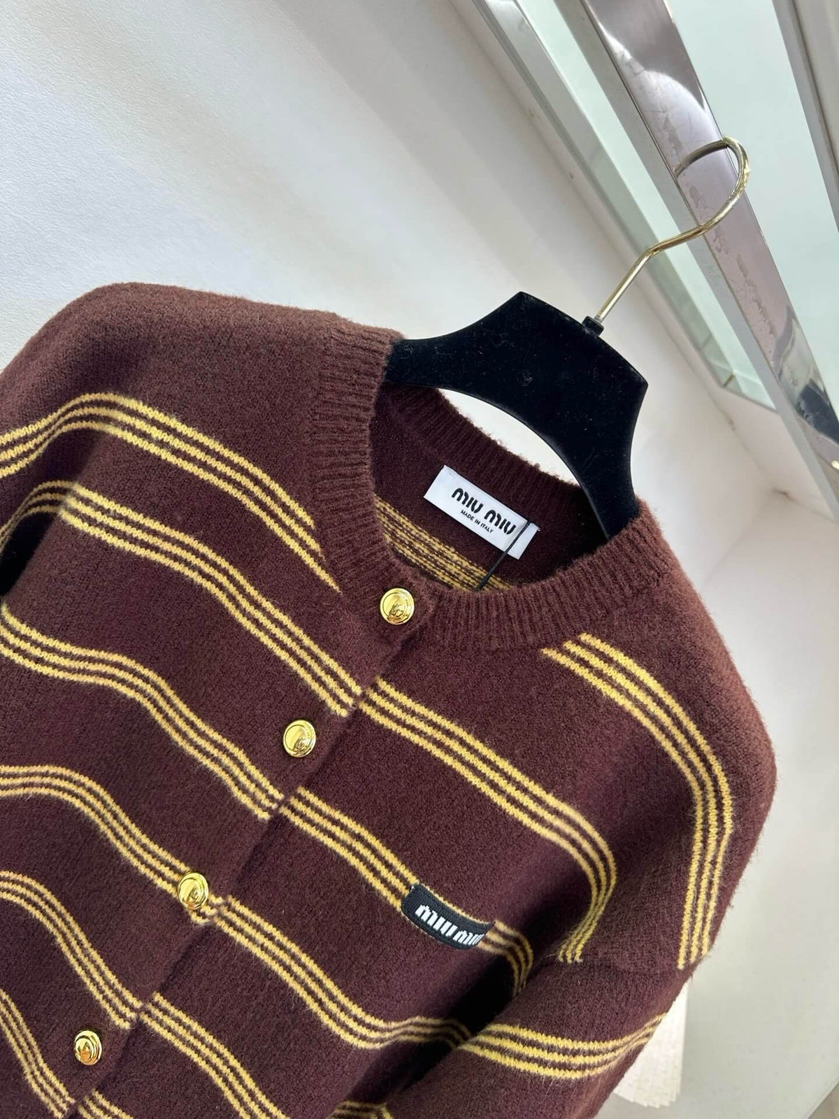 Contrast Stripe Loose Knit Cardigan