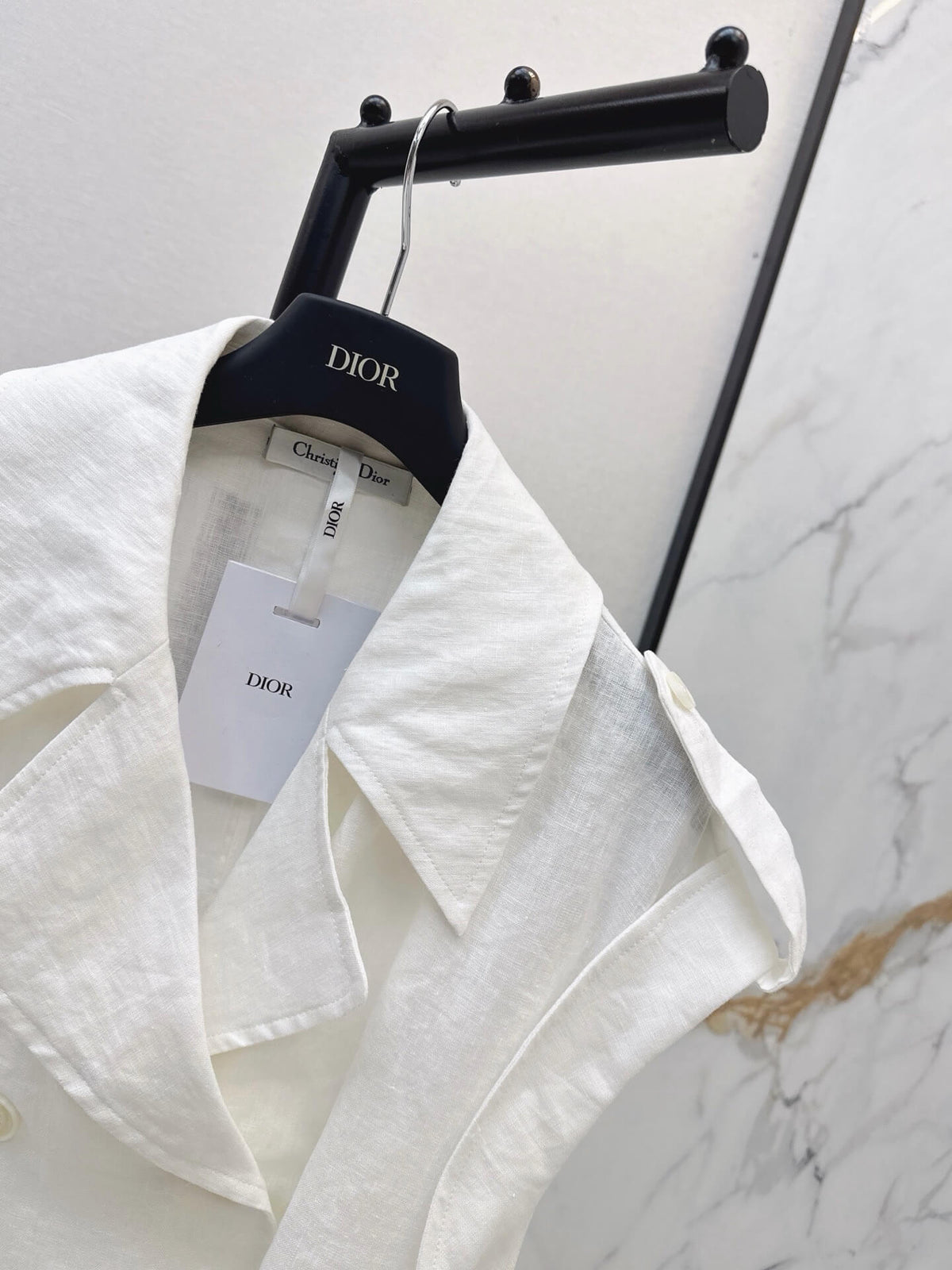 Belted Linen Trench Sleeveless Vest