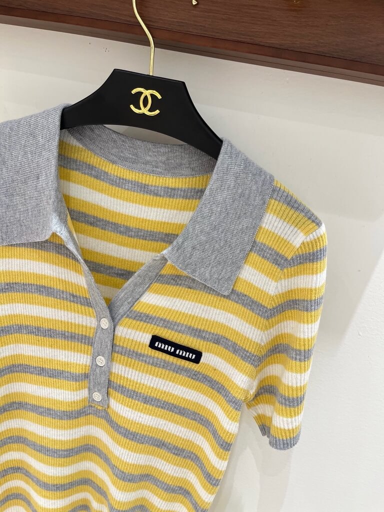 Stripe Polo Knit Vest And Top