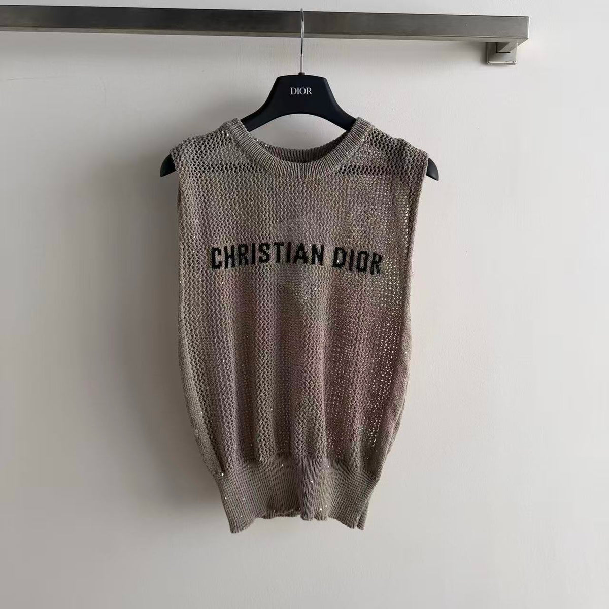 Cutout Letter Knit Tank Top