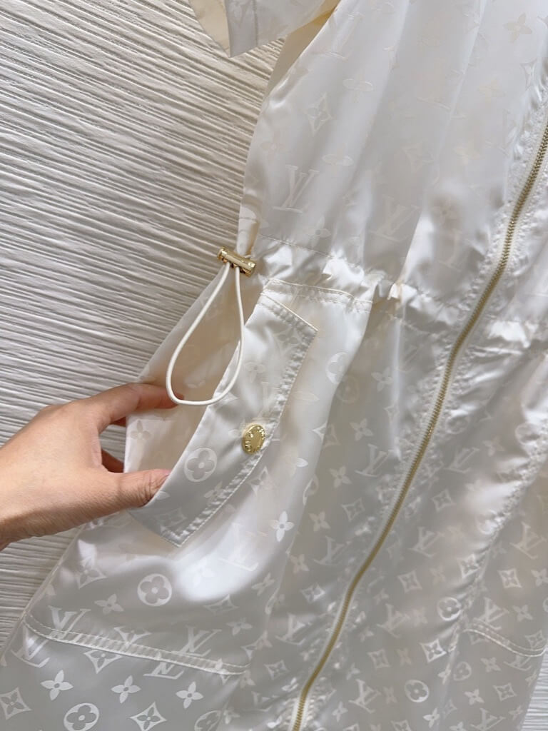 Jacquard Drawstring Zip Dress