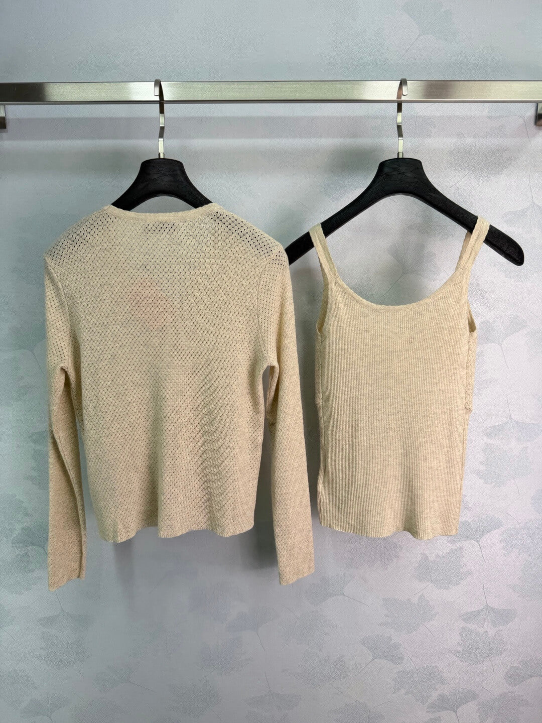 Mesh Knit Cardigan and Cami Two-Piece Set
