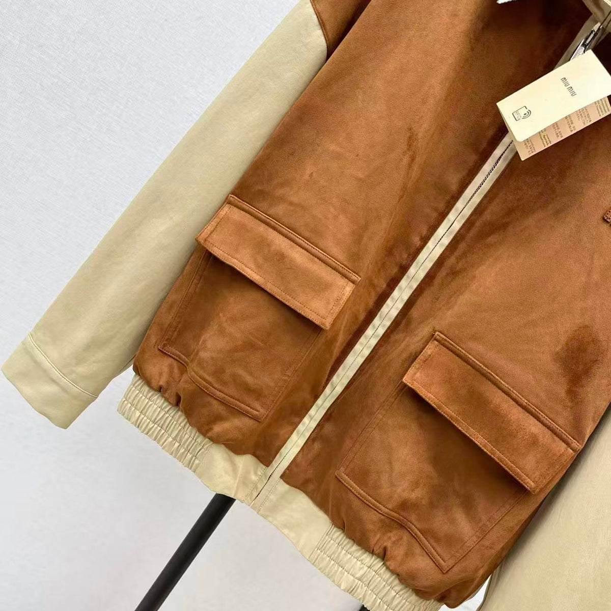 Eco-Friendly Suede Color-Block Jacket