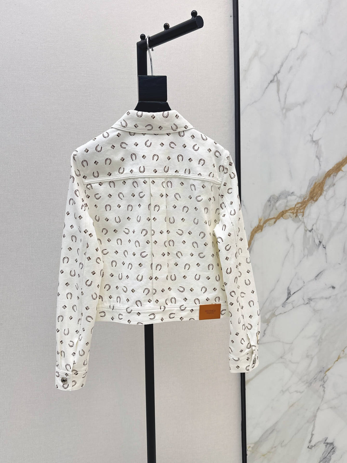 Button Front Printed Crop Jacket