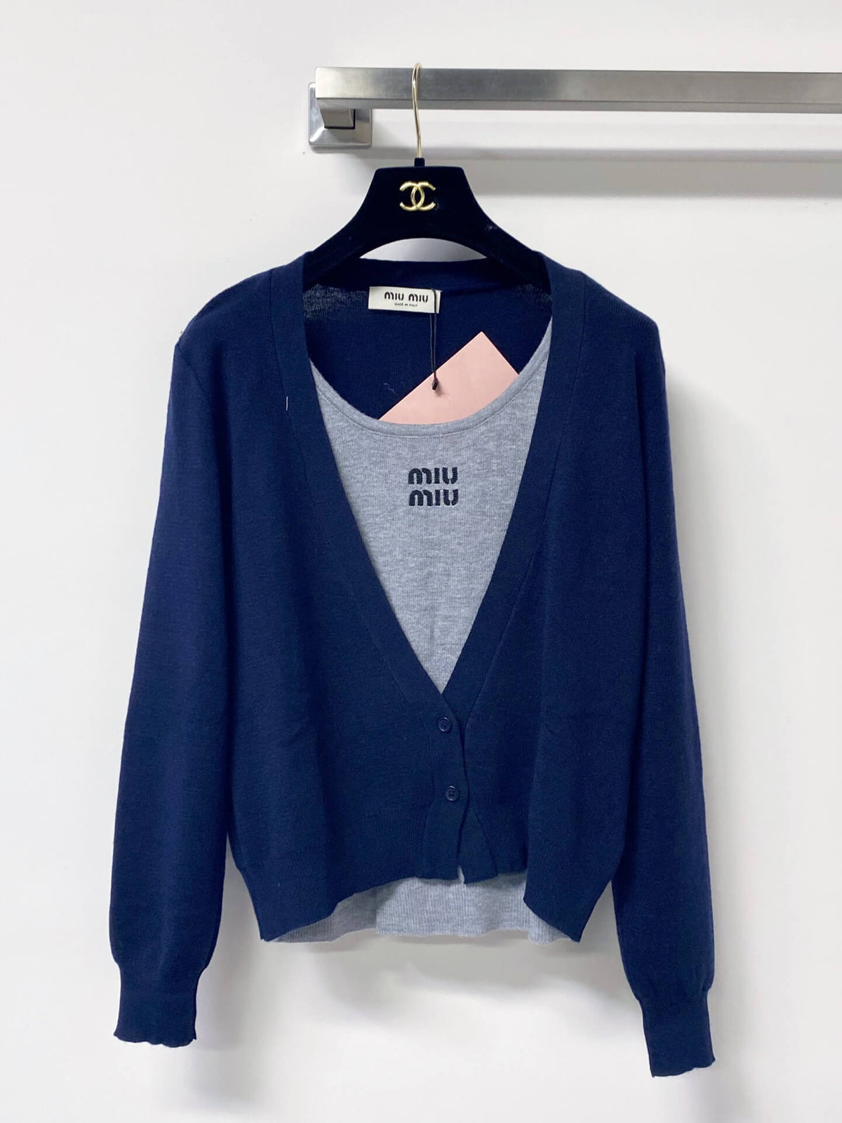 Preppy Fake Two-Piece Cardigan