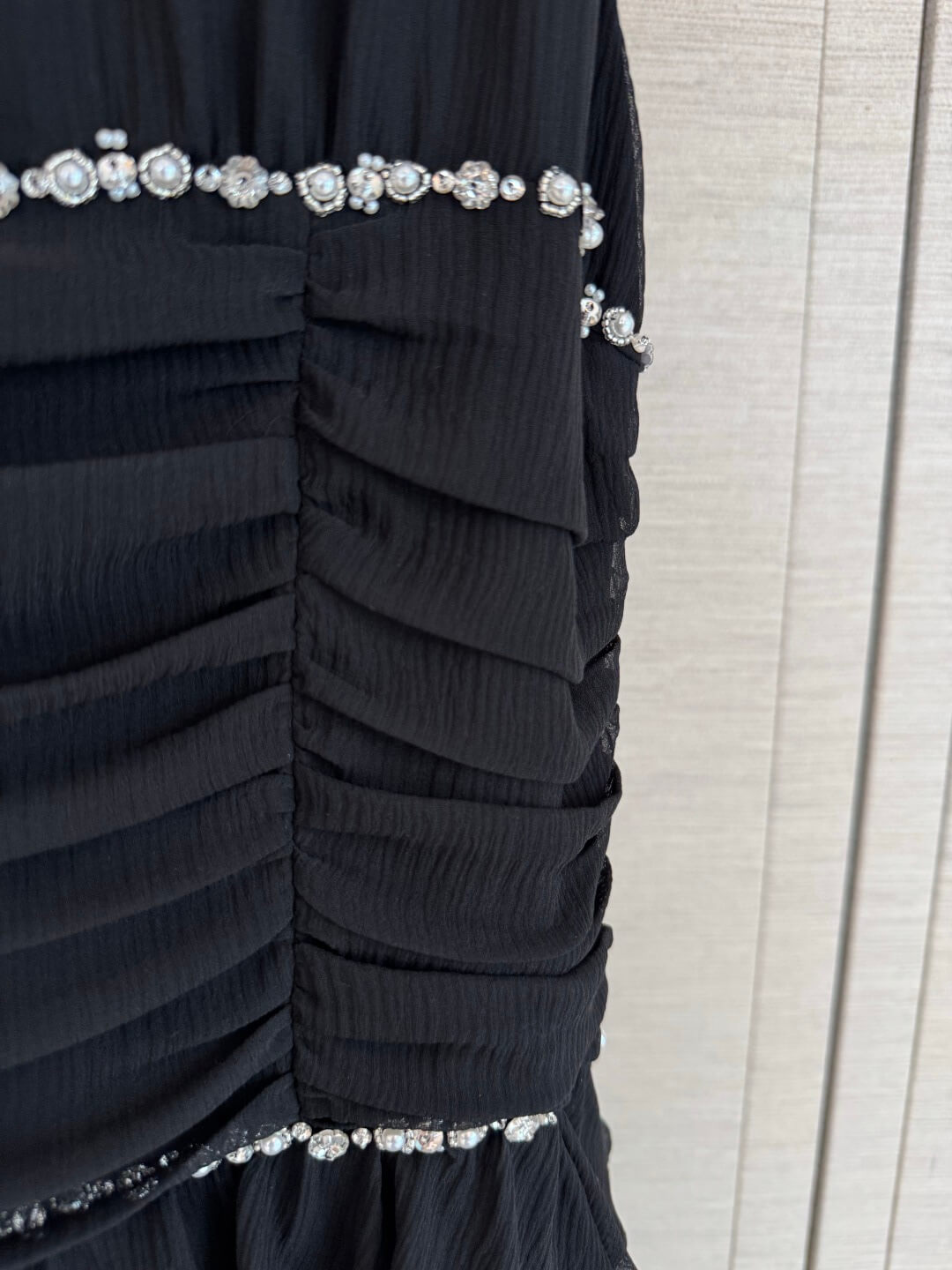 Rhinestone Ruched Tiered Dress
