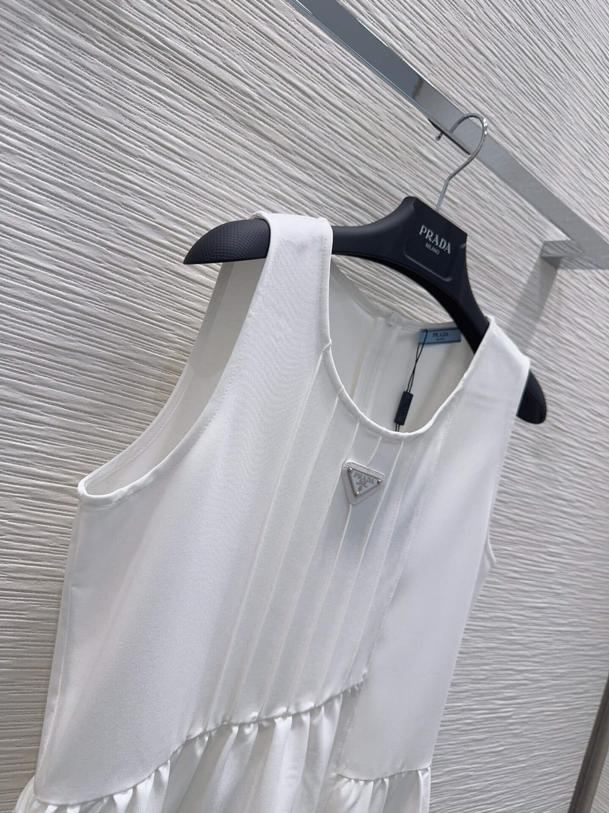 Triangle Badge Pleated Bust Tank Midi Dress
