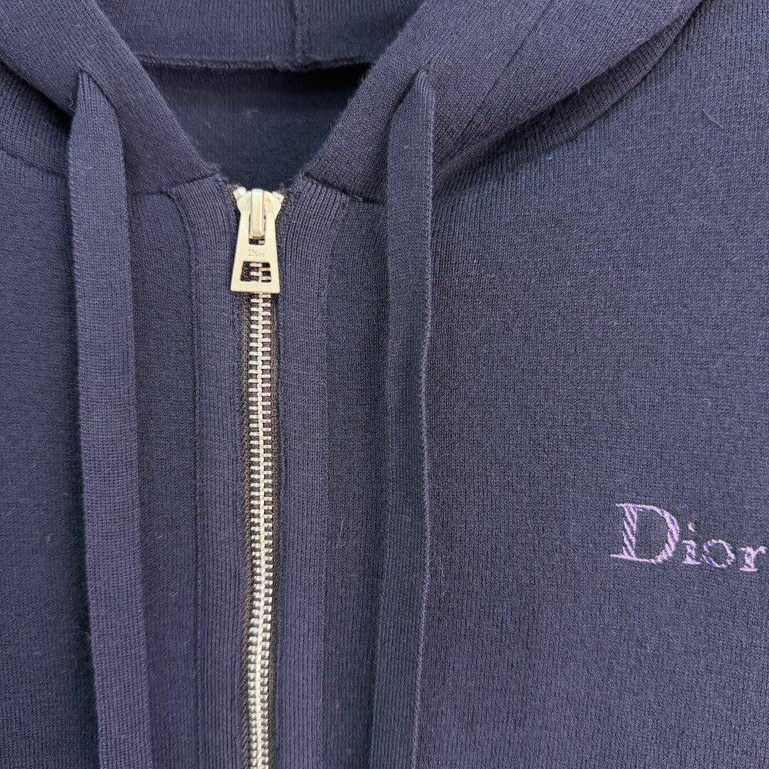 Embroidered Hooded Zip Knit Jacket