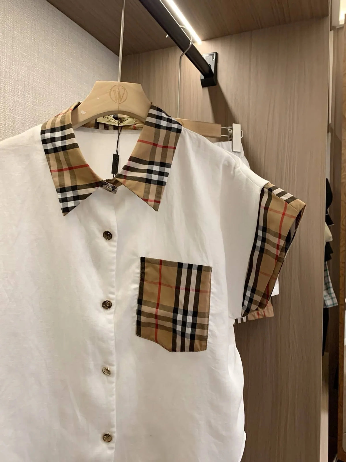 Vintage Plaid Patch Shirt Short Set