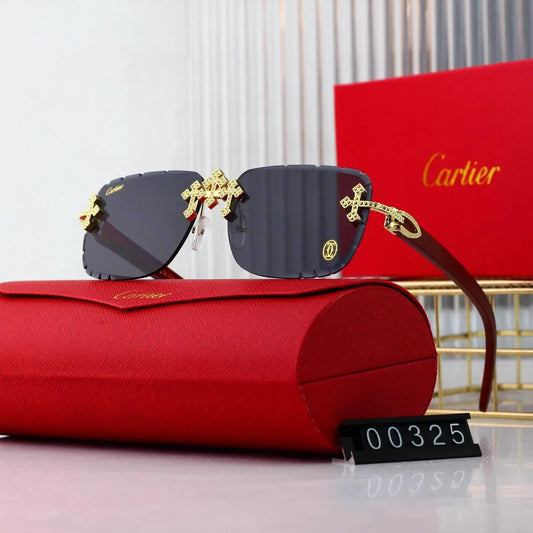 Retro Gold Cross Frameless Sunglasses