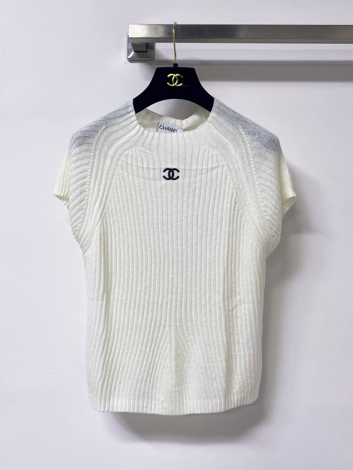 Rib Knit Cap Sleeve Crew Neck Top