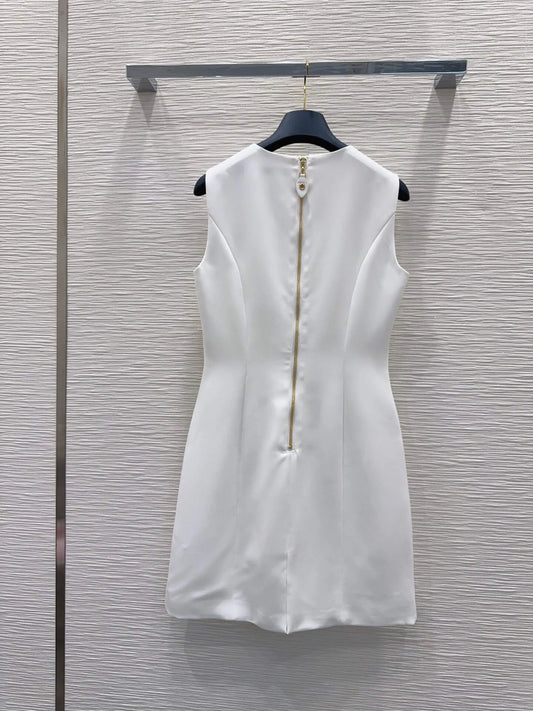 Fitted Satin Sleeveless Shift Dress