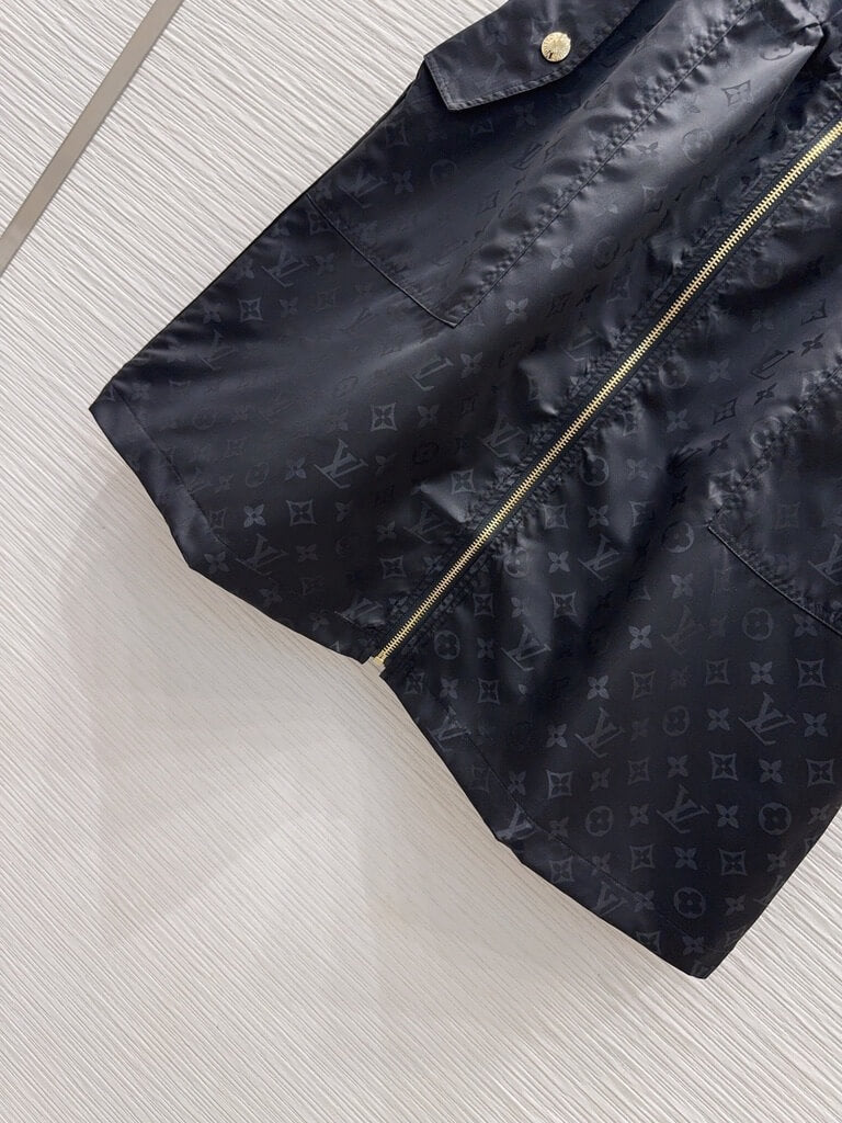 Jacquard Drawstring Zip Dress