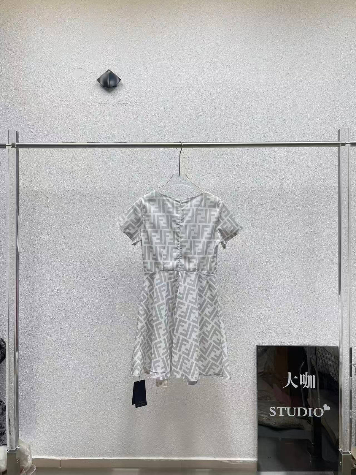 All Over Print Bow Waist Mini Dress