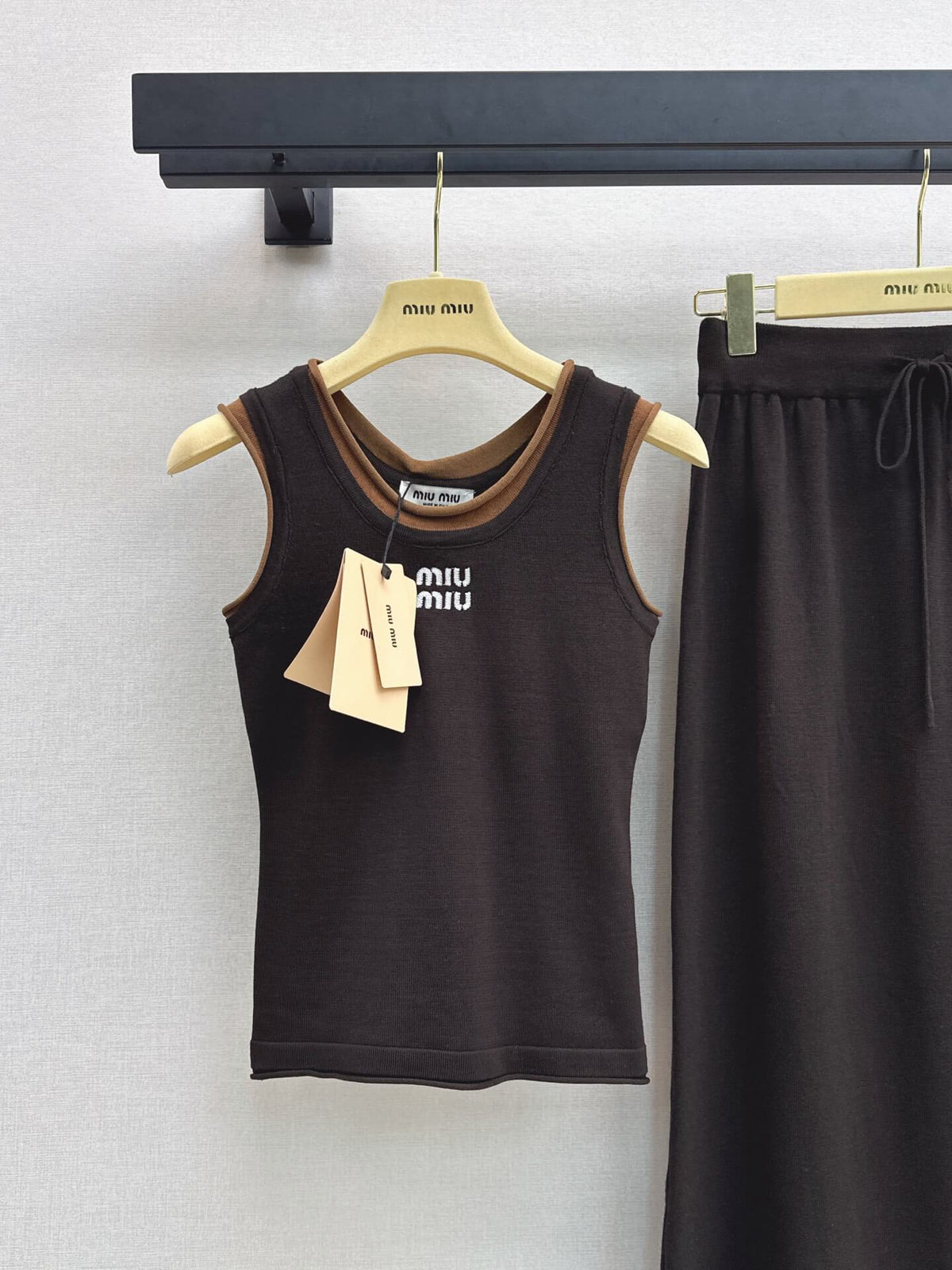 Contrast Trim Logo Tank and Midi Skirt Set