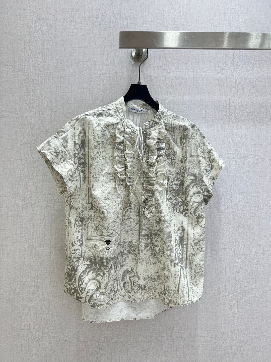 Vintage Botanical Stand Collar Shirt