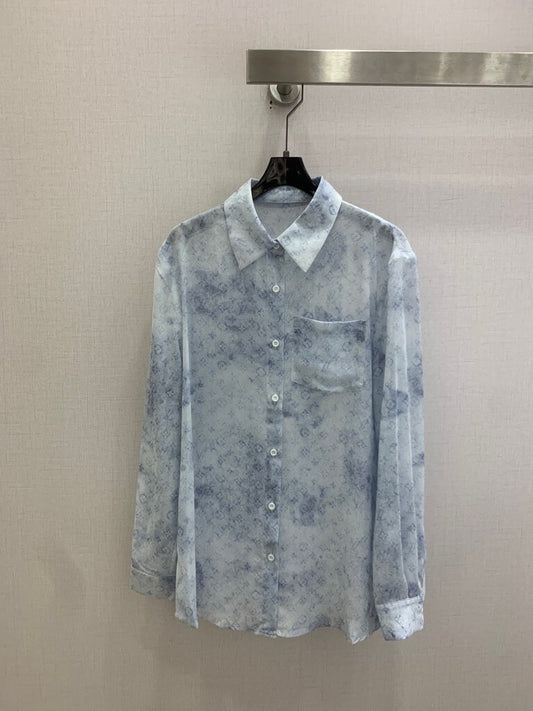 Watercolor Print Shirt Skirt Set