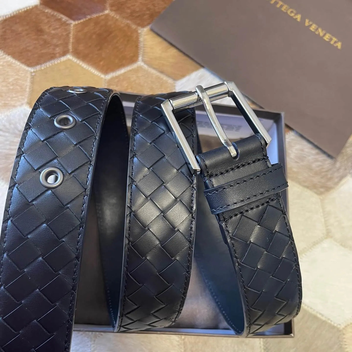 Minimalist Style Leather Woven Belt
