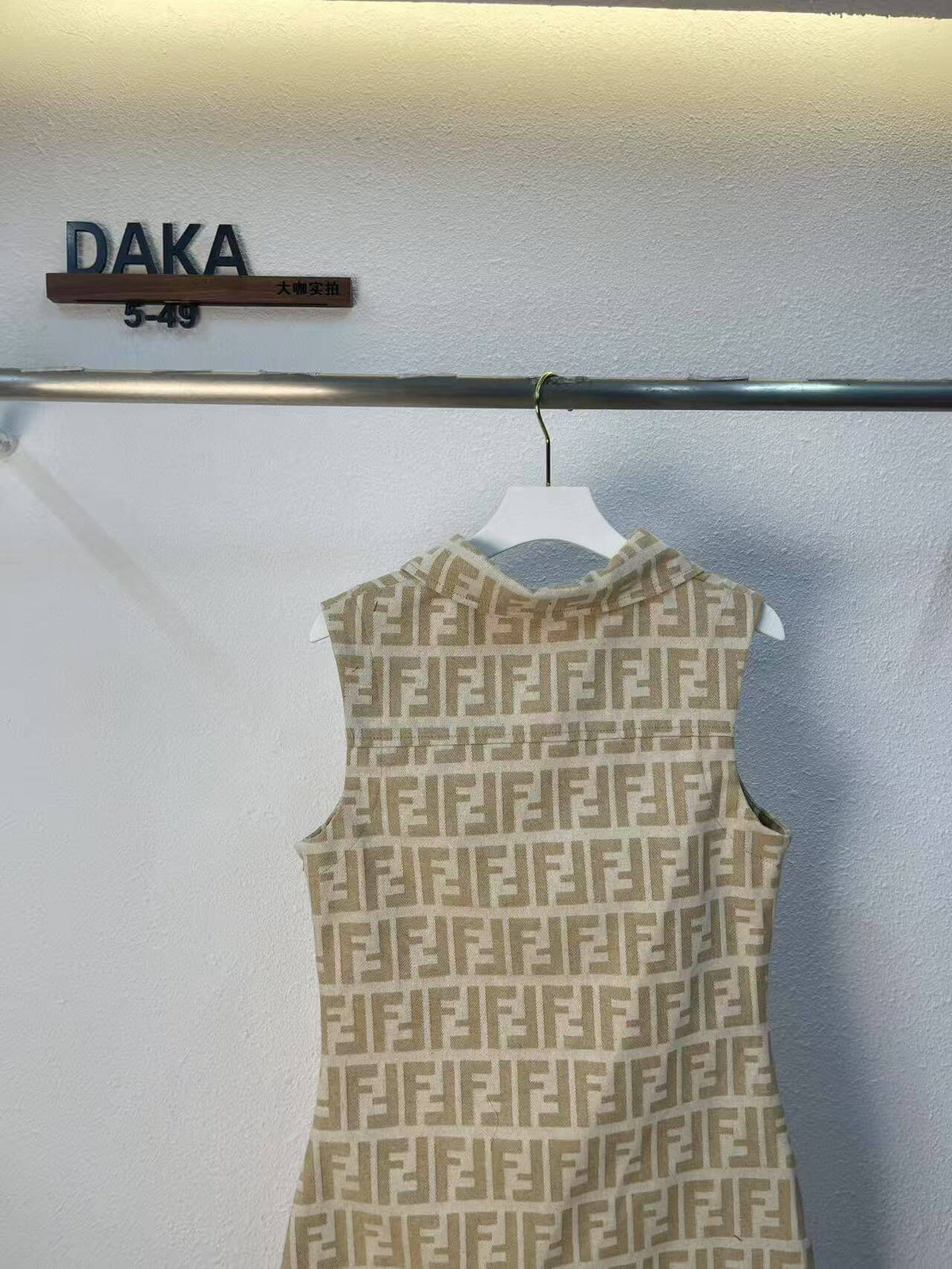 All Over Print Collared Sleeveless Mini Dress