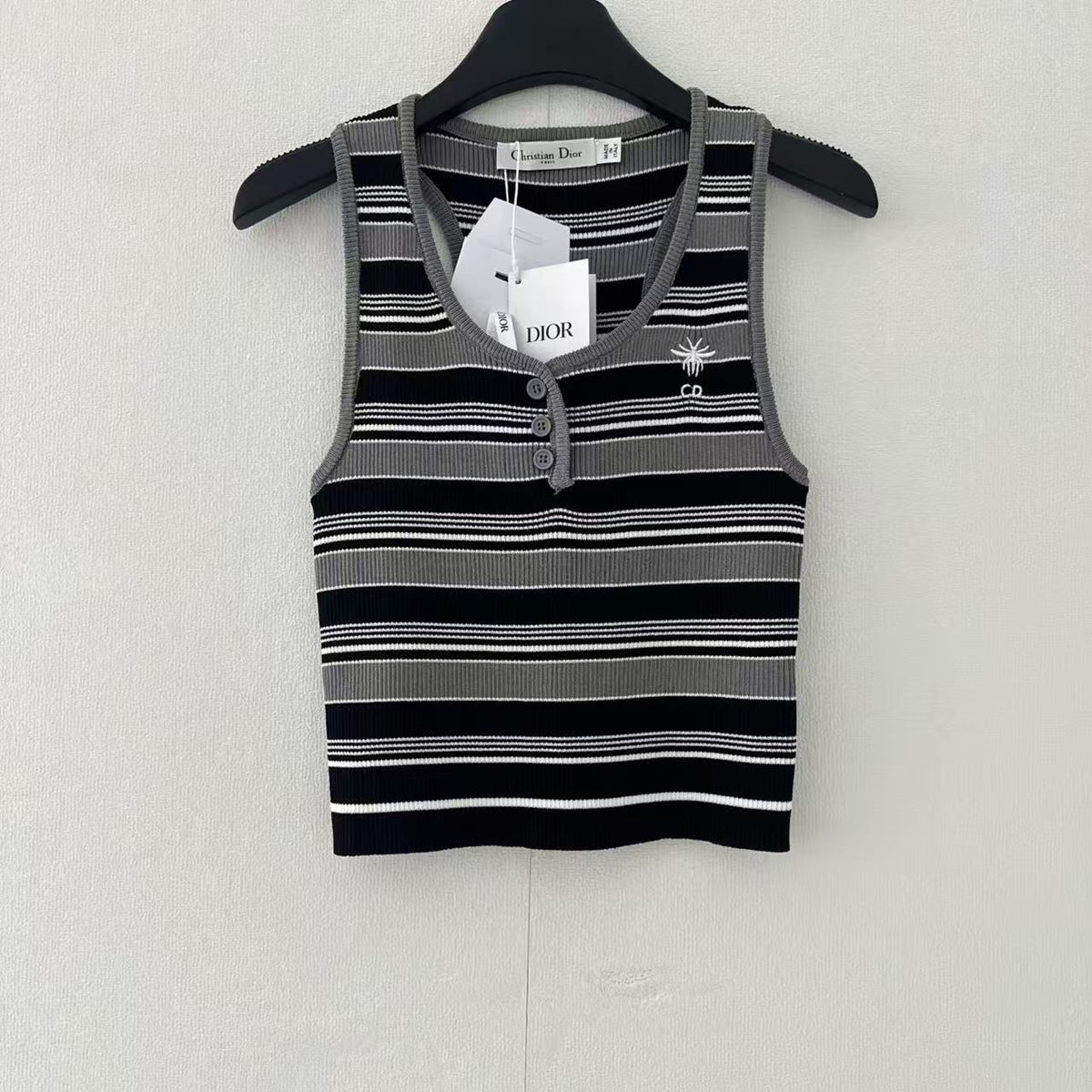 Striped Button Front Tank Top