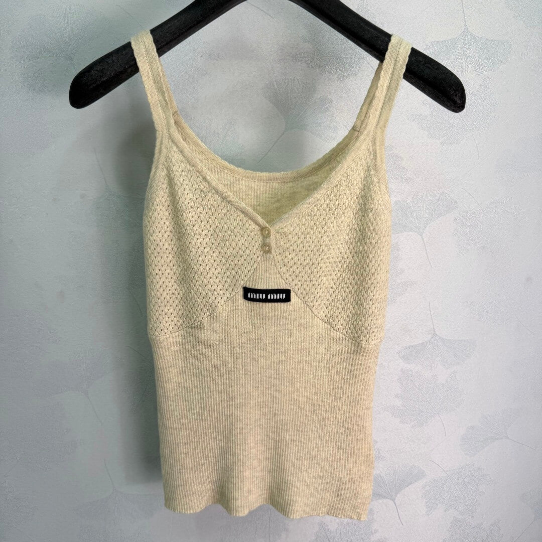 Mesh Knit Cardigan and Cami Two-Piece Set