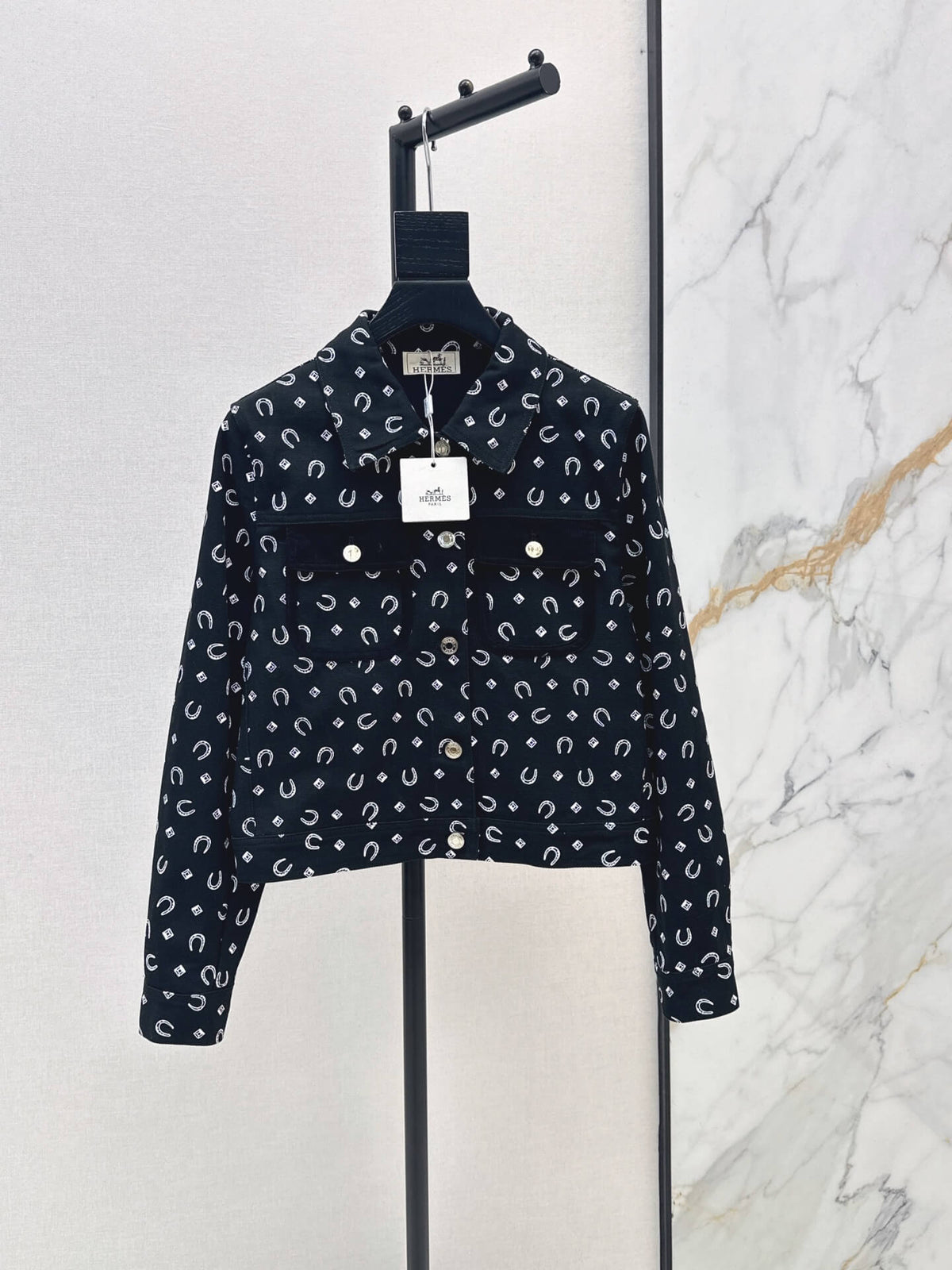 Button Front Printed Crop Jacket