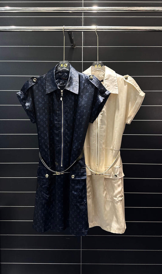 Waistband Logo Jacquard Shirt Dress