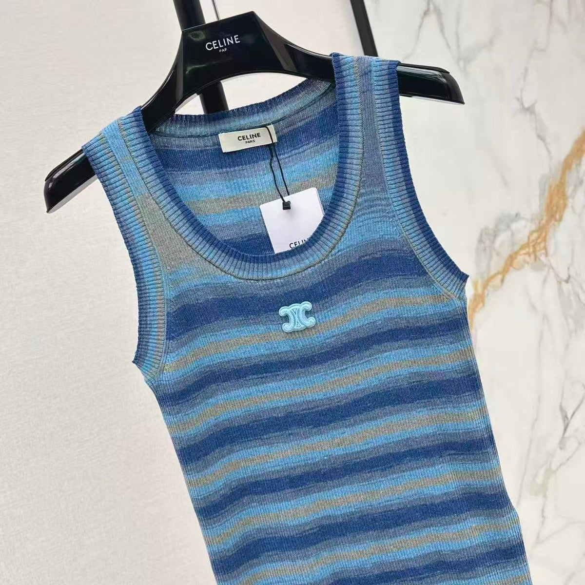 Lyocell Striped Knit Vest