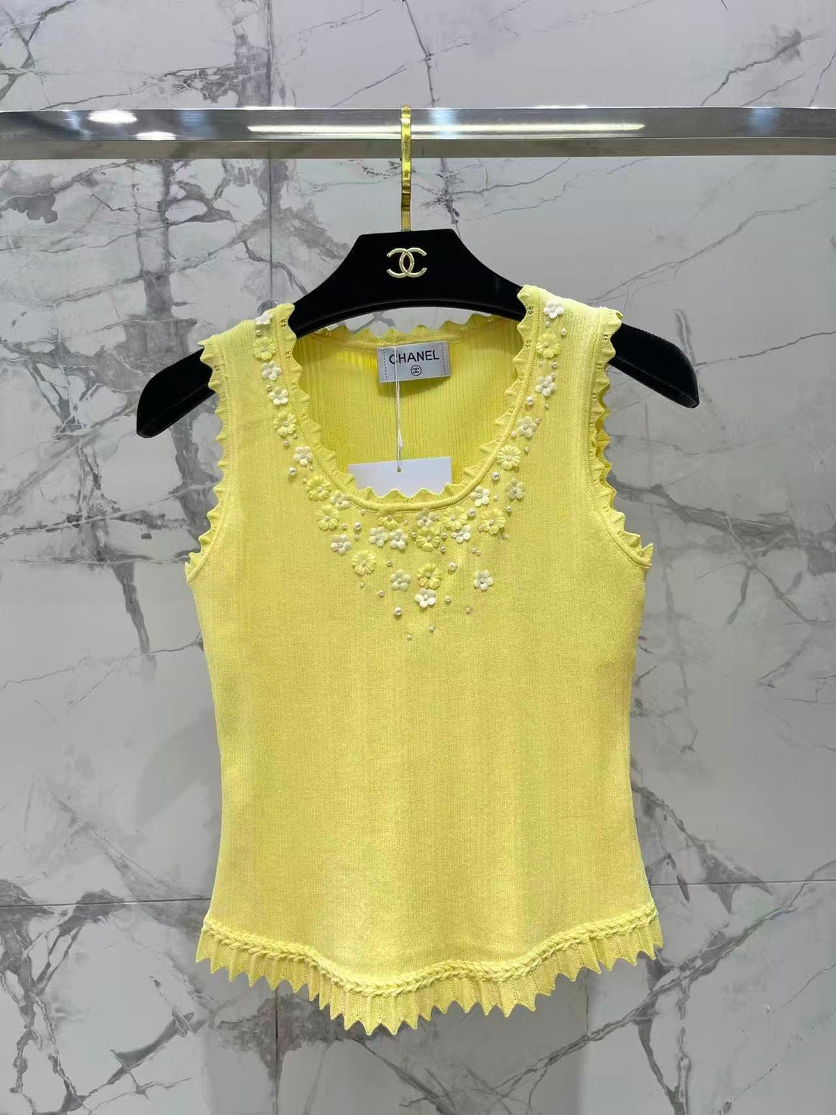 Embellished Floral Knit Vest