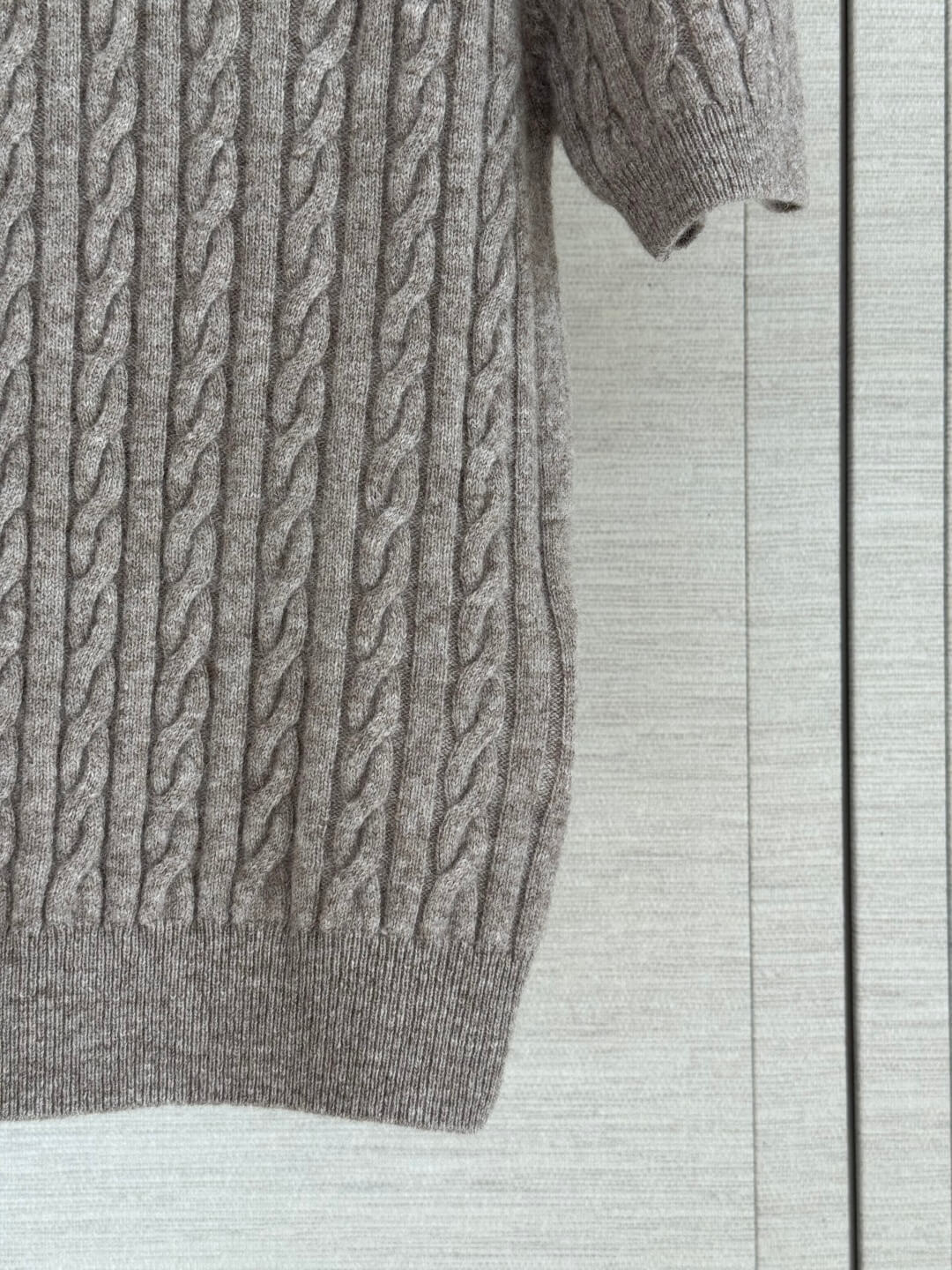 Cable Knit Denim Collar Top