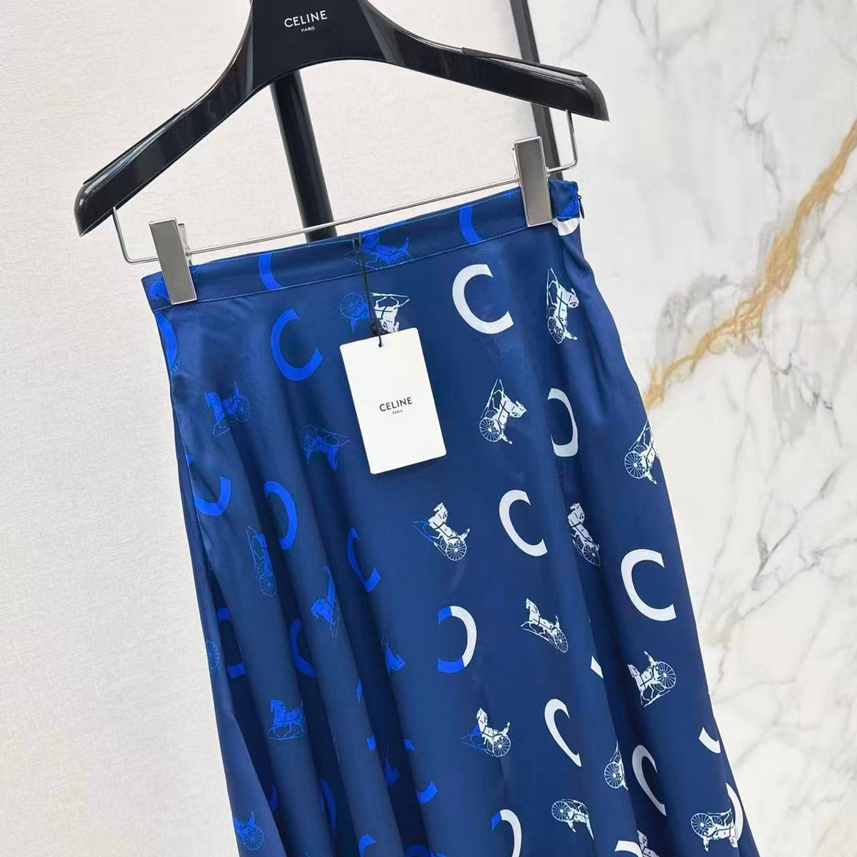 Satin Carriage Print Skirt