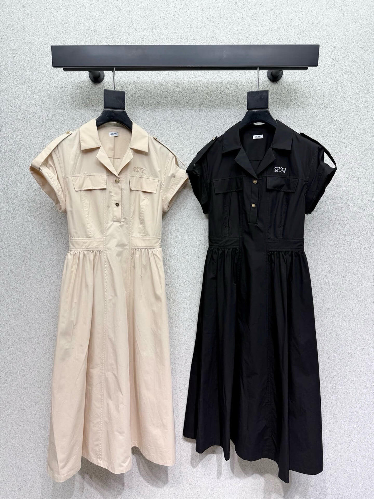 Anagram Embroidery Epaulet Midi Dress