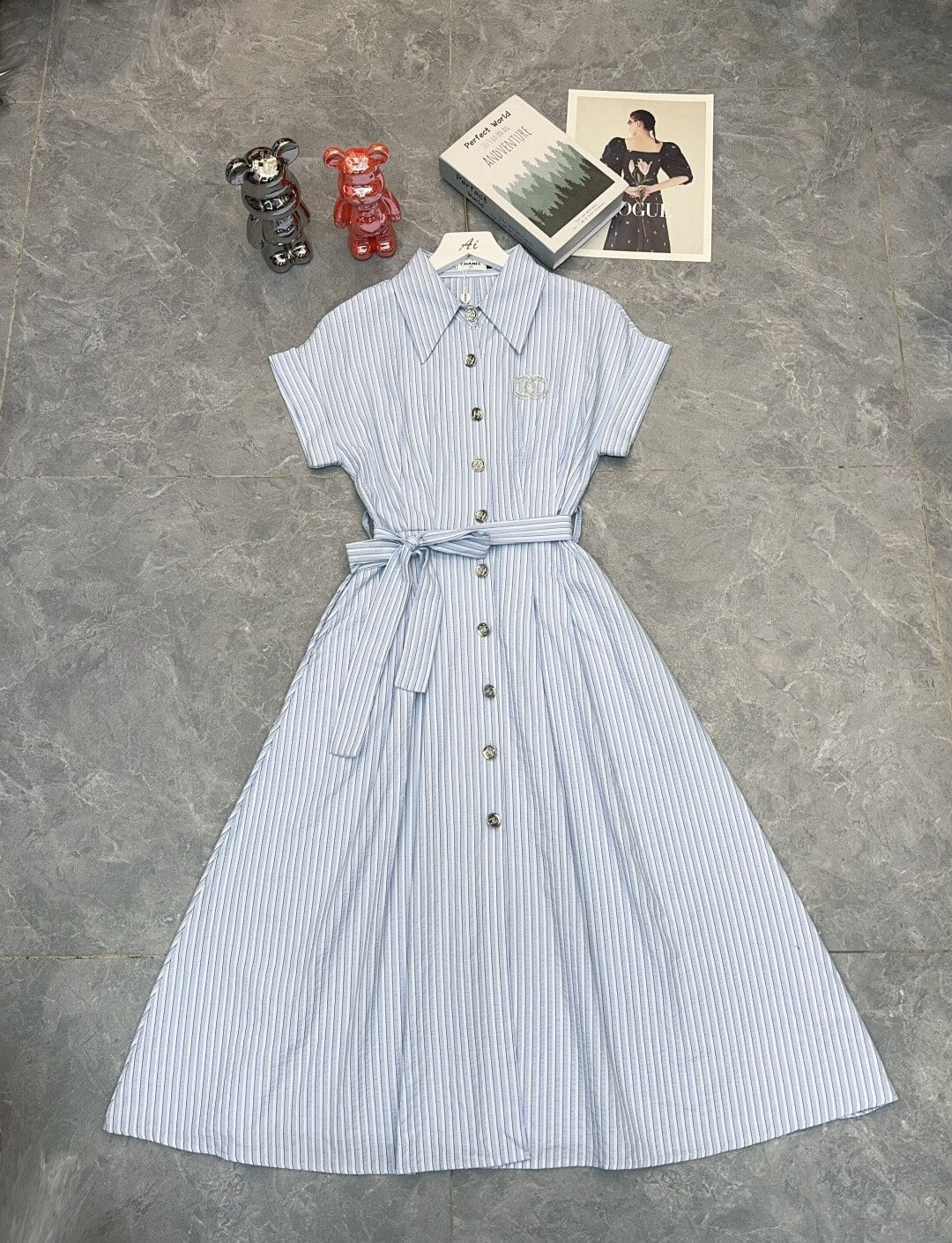 CC Embroidery Collar Waist Dress
