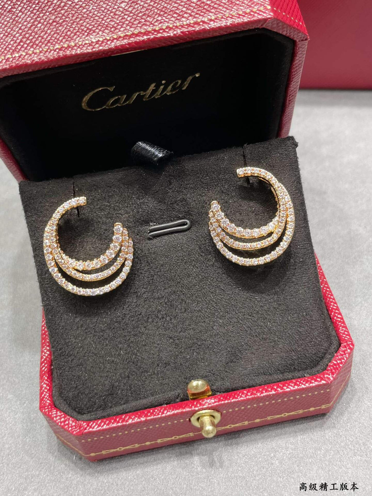 Triple-Pavé Hoop Studs