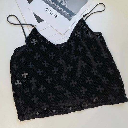 Velvet Cross Cut-Out Camisole Vest