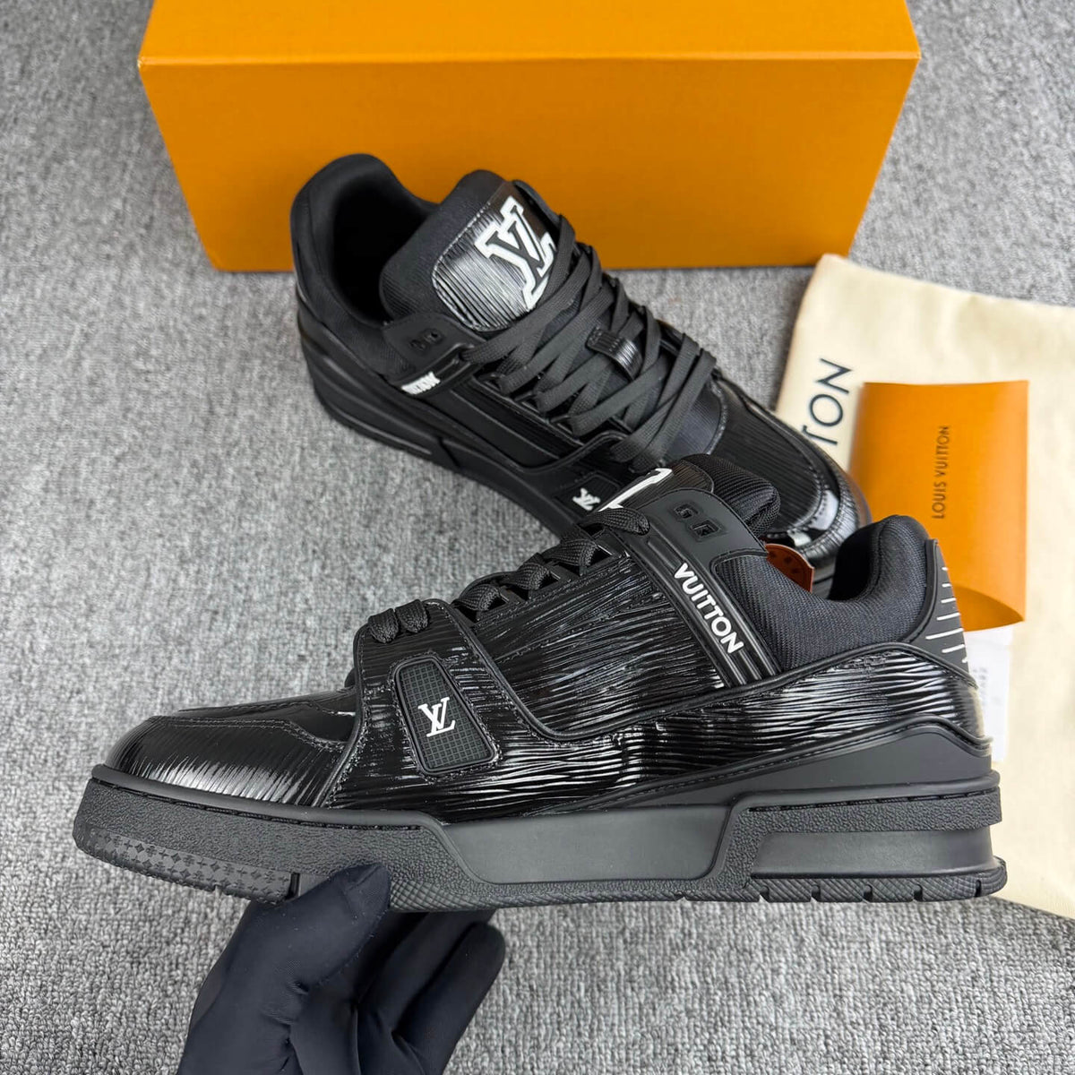 Textured Black Sneakers