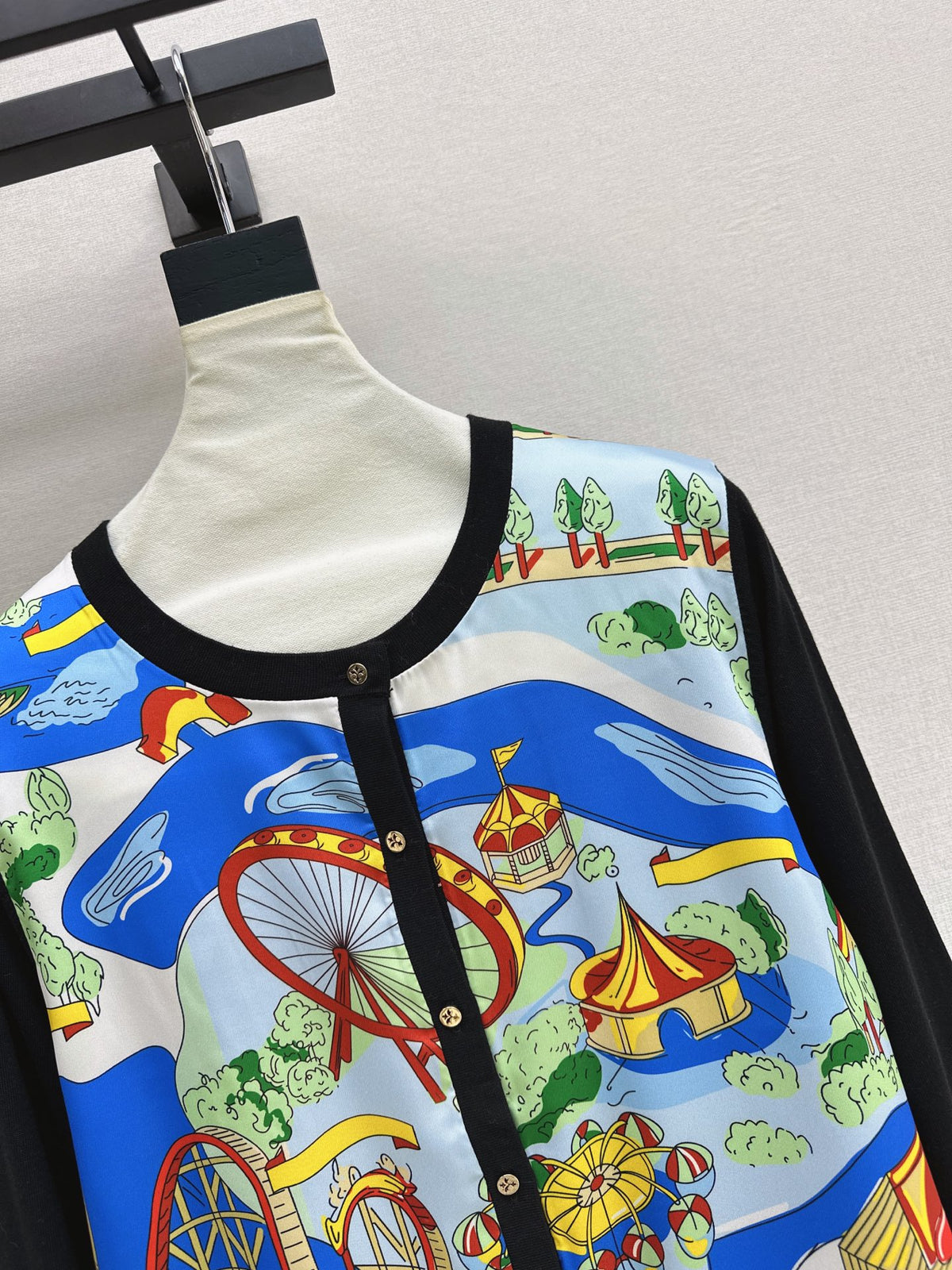 Ferris Wheel Print Spliced Cardigan