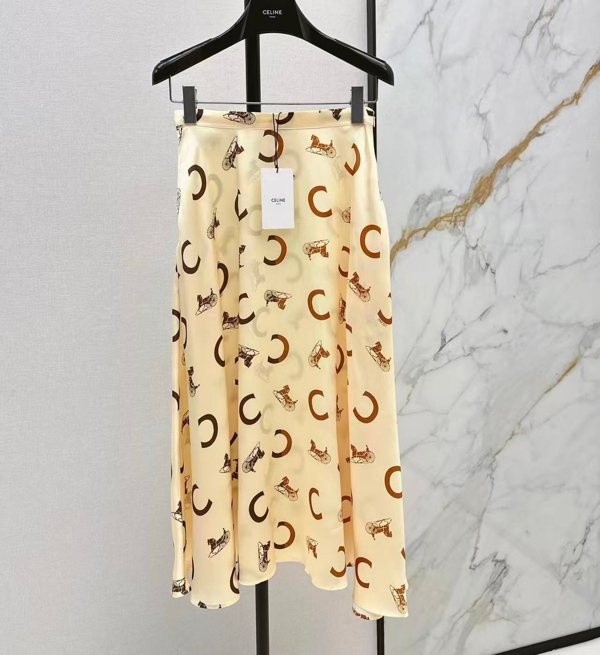 Satin Carriage Print Skirt