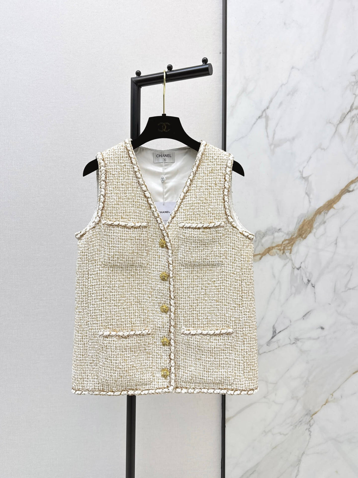 Apricot Textured Tweed Vest