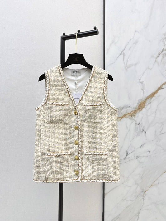 Apricot Textured Tweed Vest