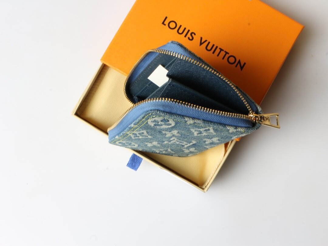 Denim All-Over Print Zip-Around Wallet