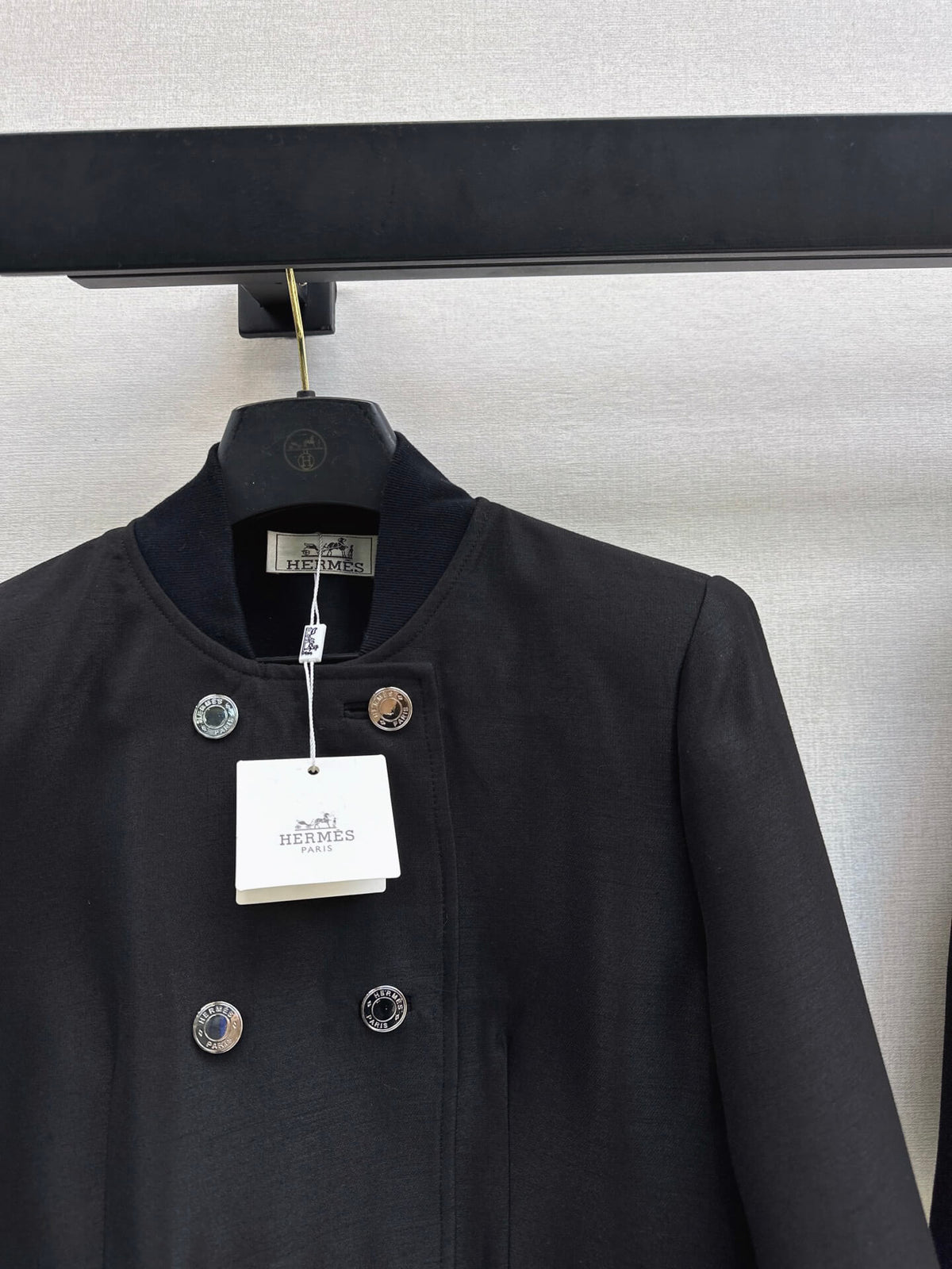 Black Stand Collar Jacket Skort Set