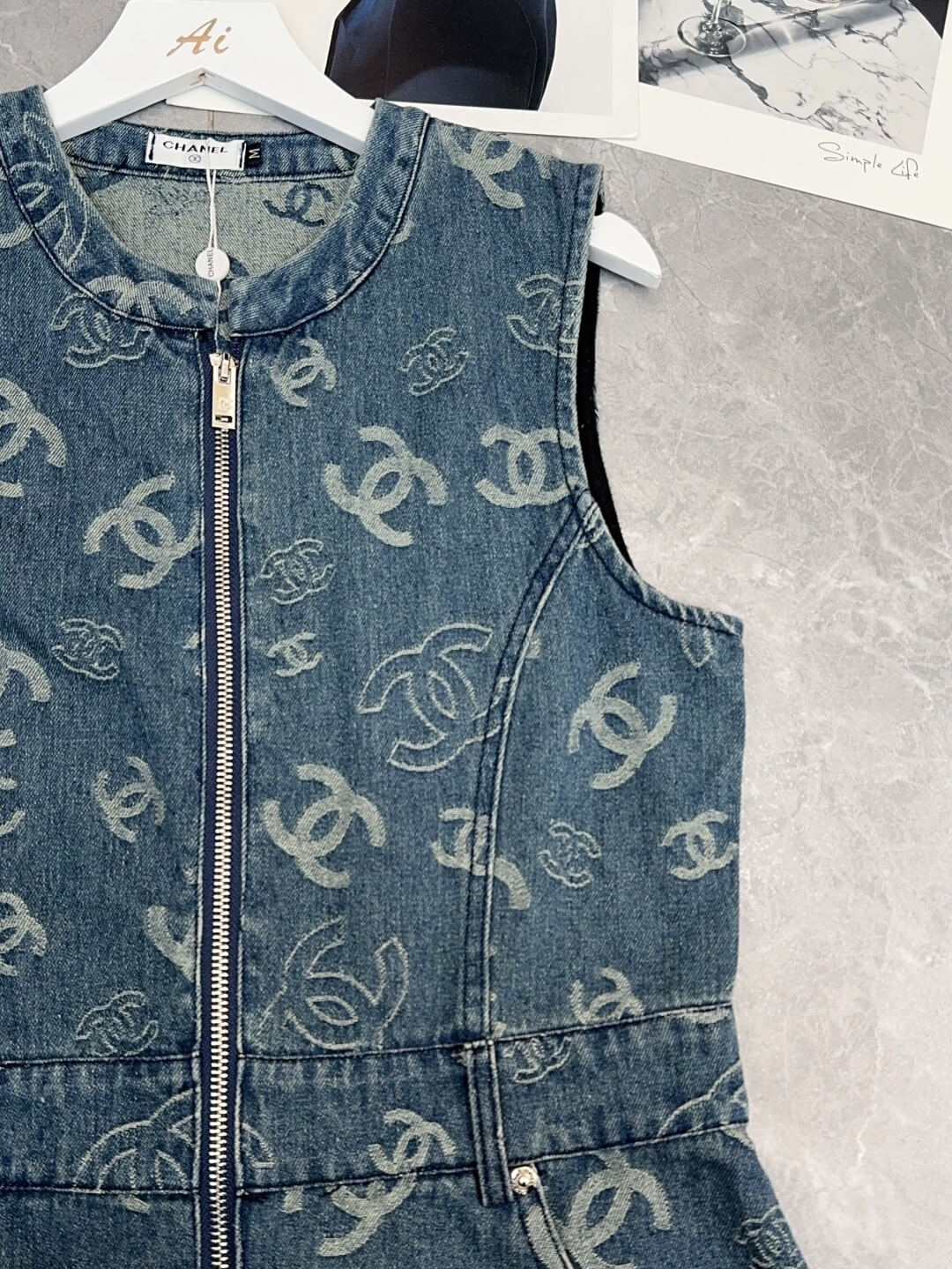 Sleeveless Zip Jean Dress