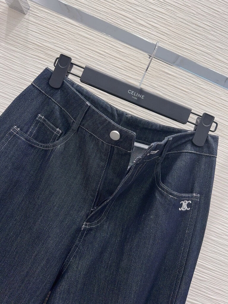 Dark Raw Denim Logo Jeans