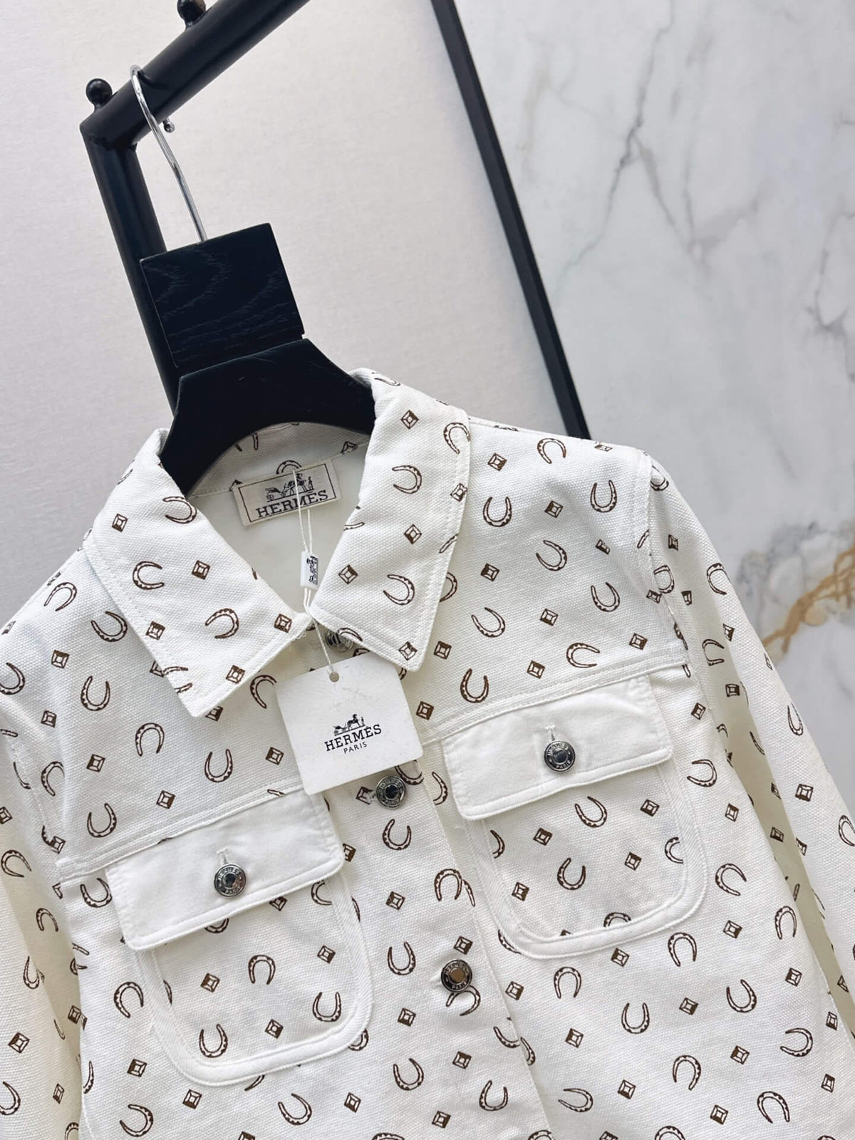 Button Front Printed Crop Jacket